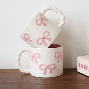 Taza de Café de Cerámica Premium con Logotipo Personalizado, Lazo Rosa, Pedido al por Mayor para Hoteles, Restaurantes, Cafeterías, Regalos Empresariales, Suministros de Alimentos - Product Image 2