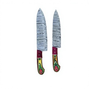Juego de Cuchillos de Cocina de Acero de Damasco, 1 Pieza, Mango de Madera Pakka, Hoja Recta con Punta Caída, Dureza 58-60HRC - Product Image 3