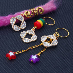 1袋入り ユニセックス 韓国風ウィッグ ダートブレイド ジュエリーヘアブレイド ヘッドウェア ペンダント 合金 花びら ダイヤモンド ヘアピン DIY ジュエリーアクセサリー - Product Image 3