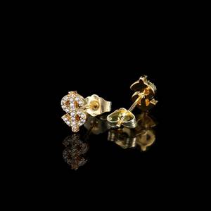 Hip Hop Jewelry Iced Out Diamond Dollar Sign <b>Stud</b> Earrings18K Gold Plated Luxury Jewelry Gift for Men and Women - Product Image 2