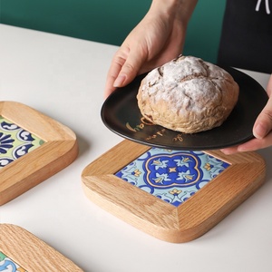 Japanese Retro Wooden <strong>Marble</strong> Coaster Solid Tile Potholder <strong>Placemats</strong> for Table - Product Image 4