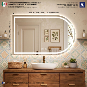<span class=keywords><strong>Espejo</strong></span> LED de Forma Irregular, <span class=keywords><strong>Espejo</strong></span> de Baño Inteligente Semicircular, Retroiluminado, Antivaho, Regulable, Venta Directa de Fábrica - Product Image 1