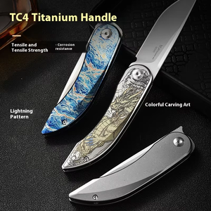 سكين تخييم EDC Gr5 + M390 من سبائك التيتانيوم EDC قابل للطي عالي الصلابة محمول للاستخدام الخارجي - Product Image 5