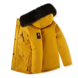 Customized Boy Wear Casual Thermal Light Padded Puffer Jacket with Fur Hoodie