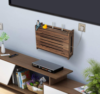 Boîte de rangement murale rectangulaire en bois pour routeur WiFi avec design écologique, organisateur de câbles et cache-modem