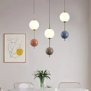 OGS Promotion Wholesale Interior Decoration Round Ball Globe Hanging Pendant Lamp for Dining Room Colorful Iron Plastic Pendant