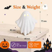Mini-lampe fantôme portable pour Halloween, décoration artisanale mignonne pour cheminée, étagère, fenêtre, cadeau