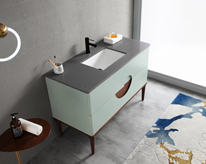 Hecho de 48 pulgadas de montaje en piso verde salvia vanidad de baño unidad - Product Image 2