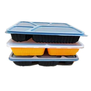 Bandeja de comida descartável para micro-ondas, recipiente de plástico personalizado com 5 compartimentos para retirar, lancheira, recipiente para preparação de refeições