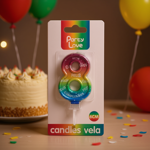 Party Love <b>Candles</b> Number 8 Multicolor 6Cm Birthday Cake Decorations - Product Image 1