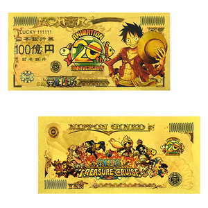 Ensemble de billets de banque en feuille d'or sur le thème des pirates légendaires, plaqué or 24 carats, carte commémorative en PVC imperméable, collection de souvenirs d'anime, cadeau - Product Image 2