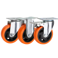 Moyennes roulettes orange pivotantes de 4 pouces pour usage mobilier Roues universelles en plastique PVC Roulettes rotatives à plaque galvanisée