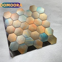 Panel de Pared Metálico Hexagonal de Alta Gama, Autoadhesivo, con Acabado Cepillado, para Decoración de Vestíbulos de Hotel
