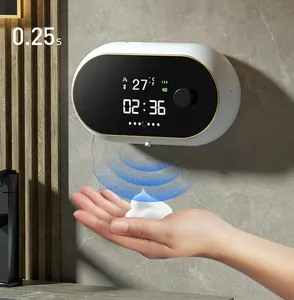 Kingze - Máquina sem toque com sensor de espuma, dispensador automático de líquidos para montagem na parede, dispensador de sabão e espuma, display LED de temperatura
