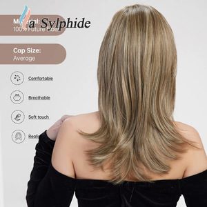 Perruque longue et droite La Sylphide, taille moyenne, blonde naturelle, entièrement tissée à la main, pour femme - Product Image 1