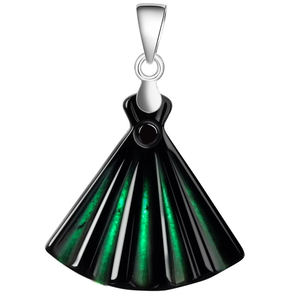 Pendentif en jade en forme d'éventail, imitation émeraude naturelle, en argent S925 et jade de qualité glace. - Product Image 5