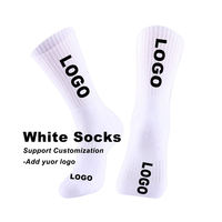 Chaussettes de sport en coton blanc unisexe classiques, respirantes, de haute qualité, pour hommes, avec design personnalisé, vente en gros