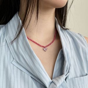 Dylam <b>Sweet</b> Girl Lady Dress up Jewelry S925 Silver Beads Chain <b>Heart</b> Shape Sparkle 5A Cubic Zirconia Pendant Necklaces - Product Image 5