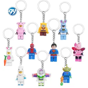 custom Hot Sell Cute Anime Building Block Keychain Pendant Cars Bags KeyRing Hanging Decoration Activity For Friend Wholesale