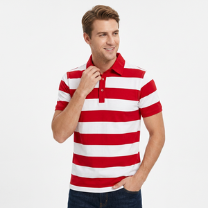 Chemise à manches courtes rayée pour homme en tissu Oxford, écologique, 100% coton, motif rouge et blanc, coupe classique - Product Image 2