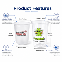 Boissons pour la perte de poids : Emballage empilable pour shakes, gobelets en plastique PP de 12 oz et 16 oz, impression personnalisée OEM, impression numérique, estampage à chaud doré
