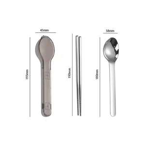 <span class=keywords><strong>QZQ</strong></span> pique-nique argenterie 2 pièces cuillère et baguettes en acier inoxydable couverts Portable ensemble de couverts avec boîte de couleur - Product Image 2