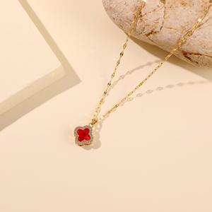 <span class=keywords><strong>Collana</strong></span> pendente con <span class=keywords><strong>quadrifoglio</strong></span> da donna alla moda gioielli con zirconi in acciaio inossidabile <span class=keywords><strong>collana</strong></span> con catena a maglie di cristallo - Product Image 2