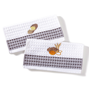 ผ้าเช็ดครัวสไตล์ยุโรป ผ้าฝ้ายแท้ 100% ซึมซับน้ำได้ดี แห้งเร็ว รูปทรงสี่เหลี่ยมผืนผ้า สำหรับเช็ดมือ ชา ภาชนะบนโต๊ะอาหาร สีขาว สำหรับเช็ดขนมปังปิ้ง - Product Image 1