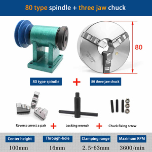 Mô hình 80/100 Máy tiện trục chính với Chuck khí nén Chế biến gỗ DIY kim loại tự động CNC ba hàm Chuck Power Head Phật hạt máy - Product Image 2