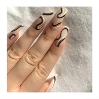 Ongles à presser en acrylique de qualité supérieure, brillants, extra longs, forme cercueil, avec pointes ombrées françaises et strass, fabrication machine, couverture complète, 24 pièces