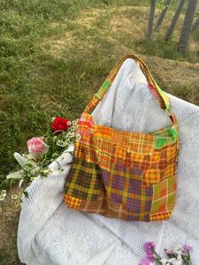 Sac fourre-tout grande capacité en toile pied-de-poule, sacs de shopping en coton à motif géométrique, sac à bandoulière, sac à main pour femme - Product Image 3