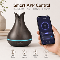 Diffuseur d'aromathérapie moderne et tendance de 400 ml à effet bois, compatible avec l'application intelligente Tuya via Wi-Fi 2,4 GHz pour la maison connectée