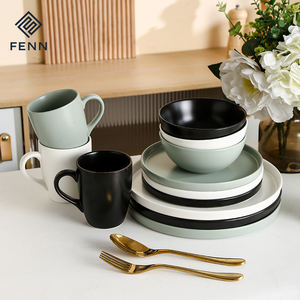 خدمة طاولة أطباق غير قابلة للكسر من البورسلين والأطباق السوداء للمطبخ والمنزل - Product Image 5