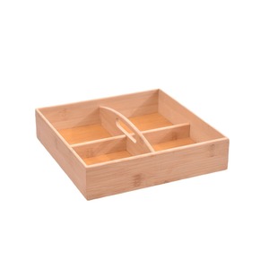 Caja de madera para frutos secos, 22x22x6cm, cuatro compartimentos para aperitivos, almacenamiento para sala de estar y bodas - Product Image 3