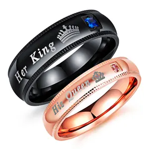 New Arrivals Valentines Day Couple Rings Her King His Queen Promise Love Ring with stones