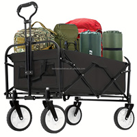 Chariot de camping pliable léger à quatre roues avec conception à 3 points pour usage industriel, plage, jardin, shopping et transport d'outils
