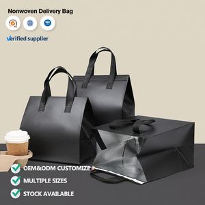 Bolsas de Comida para Llevar Personalizadas, Bolsas Térmicas Desechables No Tejidas con Forro de Papel de Aluminio para Empacar y Entregar Pasteles - Product Image 1