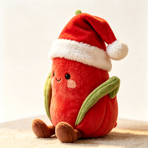 Customize Christmas tomato plush, Santa <b>hat</b> tomato stuffed <b>animal</b>, Cute tomato plushie, Holiday food plush toy Christmas - Product Image 4