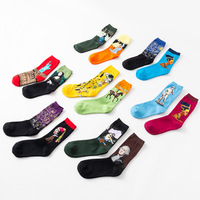 Chaussettes longues en coton pour hommes et femmes, style Renaissance, peinture à l'huile, Van Gogh, Mona Lisa, Gustav Klimt, printemps, automne, hiver