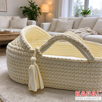 Panier de Moïse en crochet crème KAPAI 2026 – Lit de transport portable pour bébé – Idéal pour panier cadeau de naissance