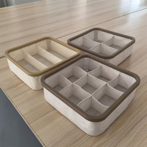 Geliştirilmiş Plastik Çerçeveli Katlanabilir Kumaş Saklama Kutusu, 3/4/9 Bölmeli Kumaş Sepetler ve Çantalar, İç Çamaşırı ve Çoraplar için Dolap Düzenleyici - Product Image 5