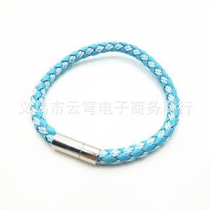 Blue And White Braided Cord <b>Bracelet</b> 6Mm Single Layer Magnetic Clasp Unisex Jewelry Accessory - Product Image 1