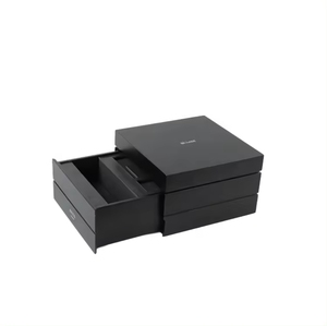 Caja de Almacenamiento de Madera MDF Rectangular con Cajón, Hecha a Mano, Multicapa, Negra Mate, con Logotipo Estampado en Oro, Personalizable, para Regalos y Manualidades - Product Image 2