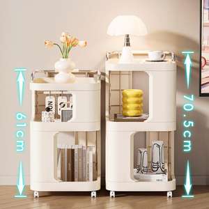 寝室用ファッションデザイン2層プラスチック収納ラック多機能雑貨収納キャビネット大容量移動式キャビネット棚 - Product Image 5