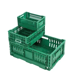 Collapsible folding plastic vegetable fruit tote box crate