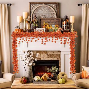 Guirlandes artificielles d'érable à 30 feuilles, bande de fleurs en soie rouge pour décorations de mariage, de fête et d'Halloween - Product Image 4