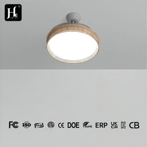 พัดลมไม้ติดเพดาน ไฟ LED แสงวอร์มไวท์ 3500K Ra80 สไตล์เรโทร ติดตั้งบนพื้นผิว 220V ขนาดใหญ่ พร้อมรีโมทคอนโทรล รับประกัน 3 ปี IP33 สำหรับห้องนั่งเล่น - Product Image 1