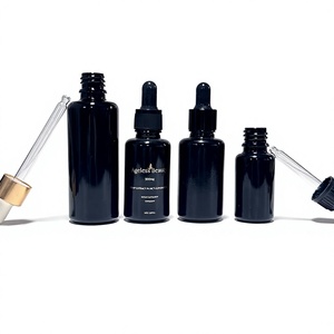 Wholesale Custom Logo Black UV Lightproof Boston <b>Glass</b> <b>Bottles</b>, <b>Empty</b> Cosmetic <b>Glass</b> Vials with Pump, Dropper & Fine Mist Spray - Product Image 5
