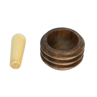 Série d'anneaux de maison naturels Mortier en bois d'acacia et pilon en bois de bouleau pour herbes Ail Poivre Mortier Et Pilon Mortero Y Maja
