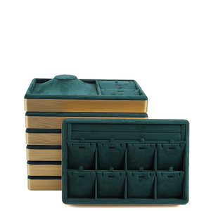 Khay trưng bày đồ trang sức, khay trưng bày Mặt dây chuyền vòng cổ với nhung xanh để lưu trữ và trưng bày đồ trang sức - Product Image 3